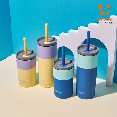 아소부 스텐 빨대 텀블러 파스텔 시피 360ml/600ml