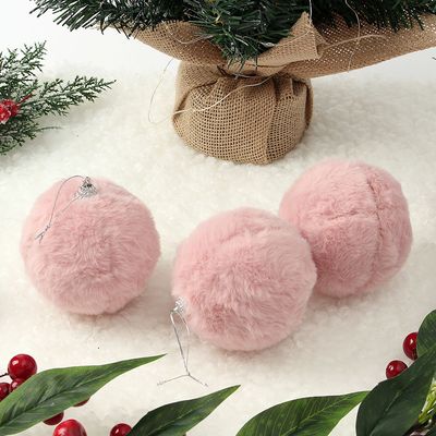 핑크 블라썸 패브릭 장식볼 3p(8cm) (복슬폼폼이)
