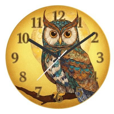 행운의 황금 부엉이 유리없는 무소음 벽시계