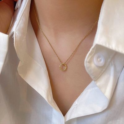 미니 서클 트위스트 목걸이 2color