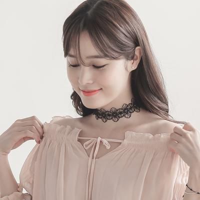 제이로렌 N0759 블랙 플라워 레이스 초커