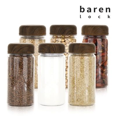 바른락 PET 양념통 350ml(중) 6P (우드 월넛)