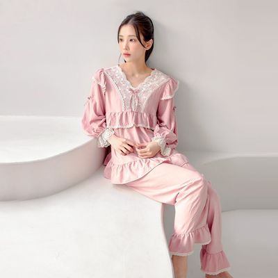 [쿠비카]소매 큐티 리본 브이넥 투피스 여성잠옷 W254