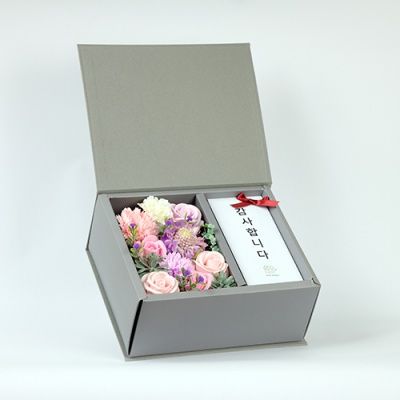 [비누꽃] 핑크그레이 플라워박스(택배배송3~6일소요됨)