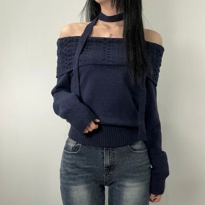 여성 초커 머플러 오프숄더 니트 세트 데이트룩 파티