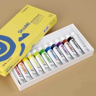 수채화물감 10ml 12색 그림그리기재료 수채화키트 수채물감세트 물감튜브(WFPBOGY)