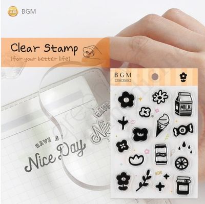 [BGM]다꾸-클리어 스탬프1(꽃, 음료)/BT-CS018
