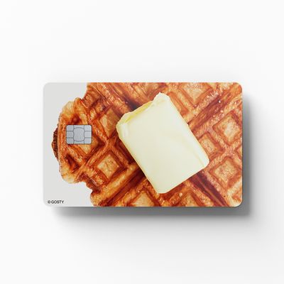 크로플에 버터 한 조각 신용카드 스티커