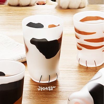 coconeco 정품 고양이발 유리컵 (아기,엄마고양이)