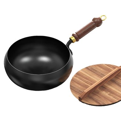 무코팅 프라이팬 웍 인덕션 팬 24cm+나무 뚜껑 Q012