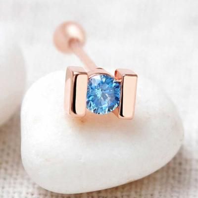 Everyday 14K 금침 BLUE 큐빅 로즈골드 한쪽