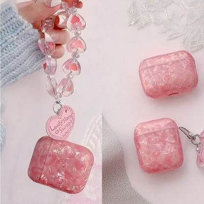 분홍색 쥬얼리 하트 팔찌 에어팟 프로 케이스