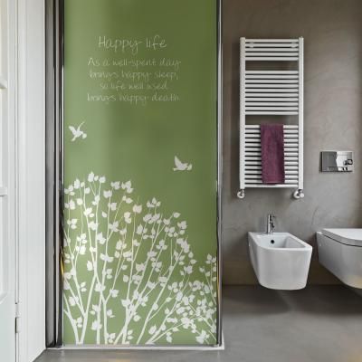 반투명 칼라 샤워부스 시트지_dense tree 올리브그린