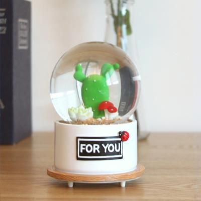 led 무드등 스노우볼 멜로디 뮤직박스 - 선인장2