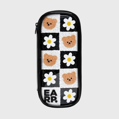 CHECKER BOARD FLOWER MERRY-BLACK(PVC필통)