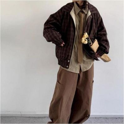 루즈핏 체크 리시버블 자켓