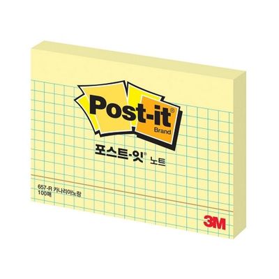 3M 포스트잇 일반격자 657R 노랑 102X76 100매