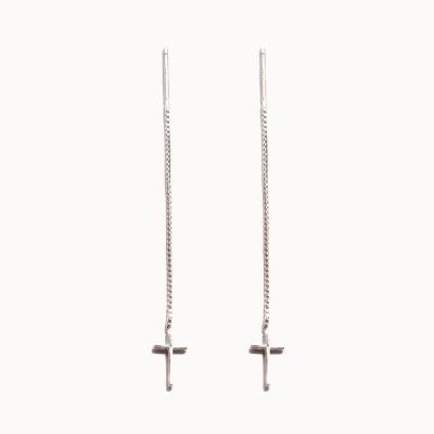 제이로렌 M02032 십자가 체인 실버 롱귀걸이