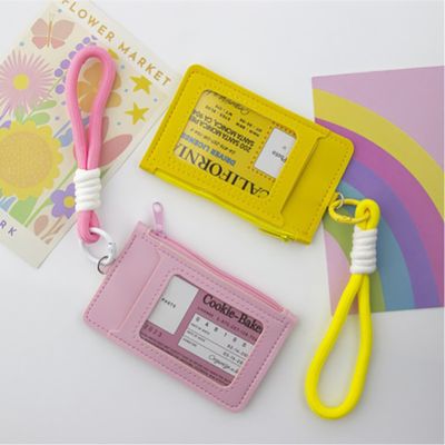 비비드 컬러 스트랩 가죽 카드지갑