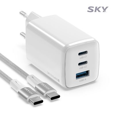 스카이 필 GaN 65X 65W 3포트 초고속충전기+C-C케이블