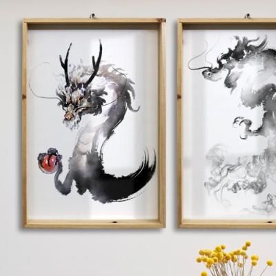 ta447-우드프레임액자_풍수용수묵화(대형)