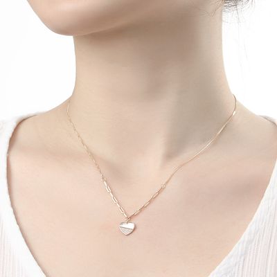 비쥬홀릭 실버 925 자개 러브 하트 여성 큐빅 목걸이