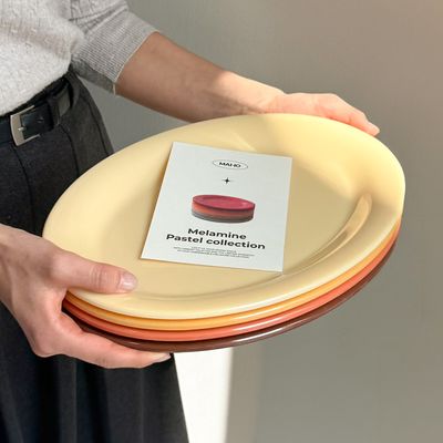 [마호]파스텔멜라민 타원Oval접시3호(305x230mm)x4pcs