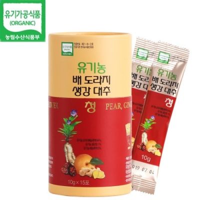[유기가공인증] 배,도라지,생강,대추청 (15개입)x3통
