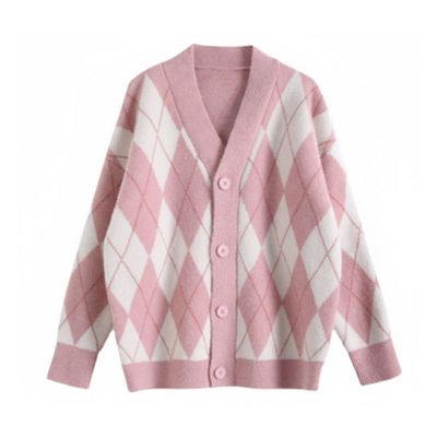 아가일 도톰 루즈핏 니트가디건