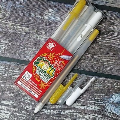 사쿠라 겔리롤 골드 실버 메탈릭+화이트 3종세트