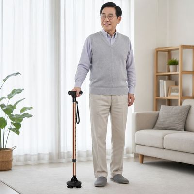 접이식 네발 보행 보조 지팡이 노인 실버 거동 보조기(WFPFEL9)