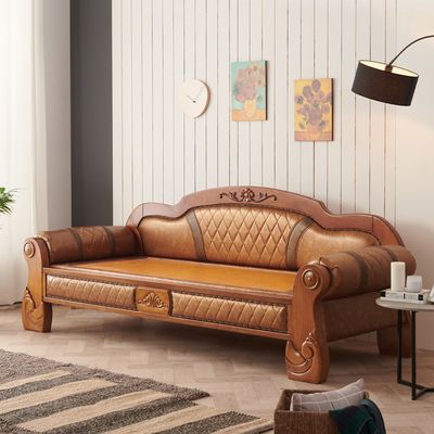 [보루네오]원목가죽 온돌 흙 소파침대 YS121