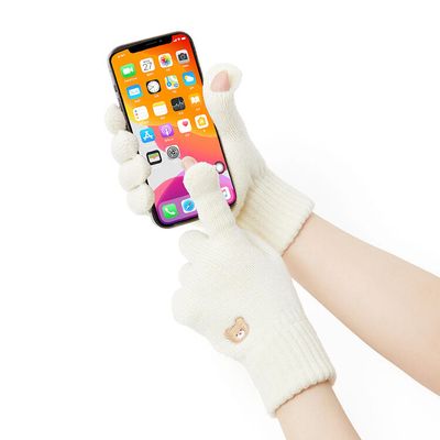 아트박스 핑거홀 스마트폰 장갑 아이보리