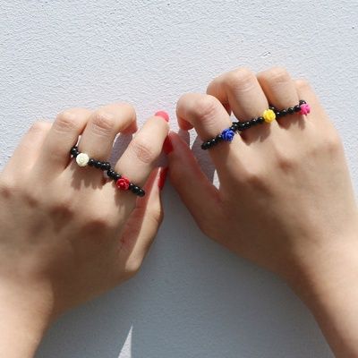 흑사탕 비즈 반지 Dahlia 블랙 오닉스 장미 원석반지