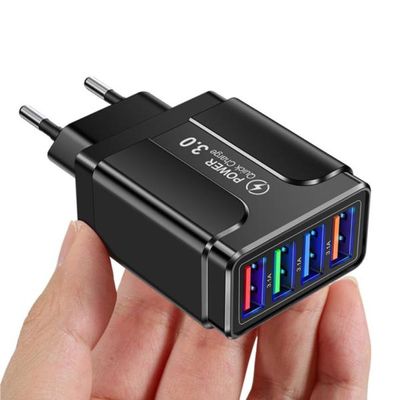 폰 충전 멀티 헤드 블랙 QC30 USB 4구 동시충전 E094