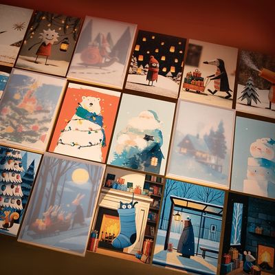 크리스마스 엽서 10장세트 산타 트리 눈사람