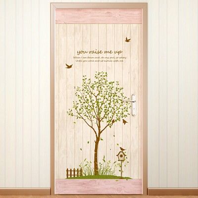 유 레이즈 미업 B - 내츄럴 우드패널 [현관문시트지/인테리어스티커]