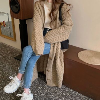 어나더뷰 코제 꽈배기 롱 가디건 1367
