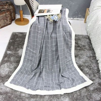 그레이 베이직체크 양털블랭킷