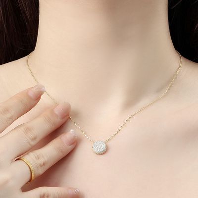 [비쥬홀릭] 실버925 골드도금 써클 큐빅 목걸이(쇼핑