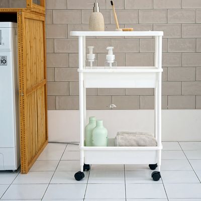 이지 슬림 이동식 트롤리 틈새 선반 세제 정리함