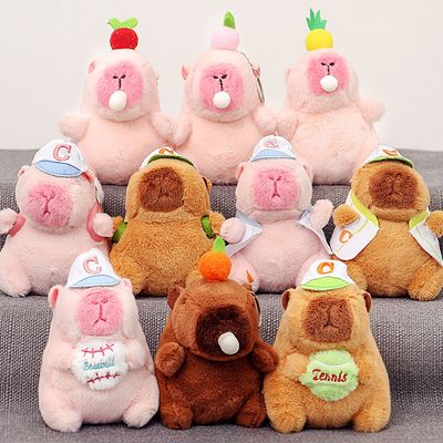야구 카피바라 콧물 풍선 말랑이 봉제인형 키링 고리