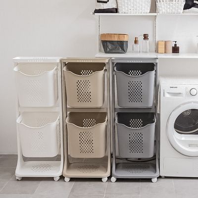 스탠다드 통기성 좋은 대용량 2단 빨래바구니