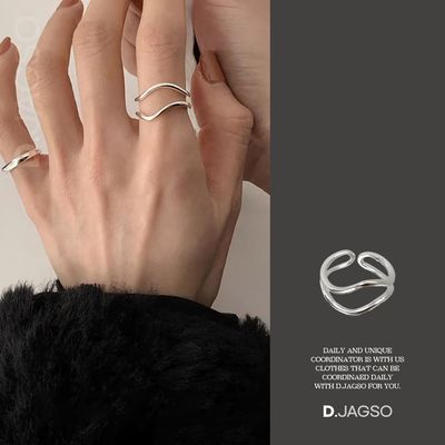 여성 웨이브 투링 스타일 레이어 오픈 링 반지