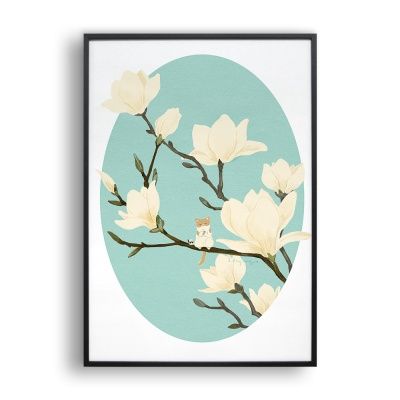 목련 차 한잔 / 일러스트 액자