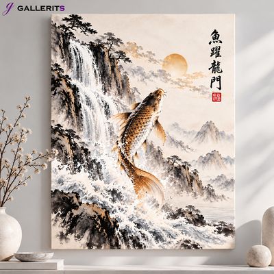 등용문 어변성룡도 잉어 물고기 그림 인테리어 액자