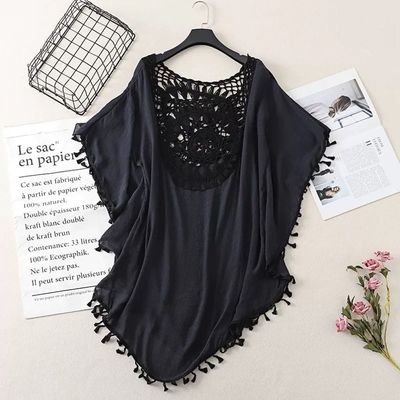 블랙 비치 커버업 원피스 여름 수영복 빅사이즈 비치웨어 휴양지룩(WFLDCRN)