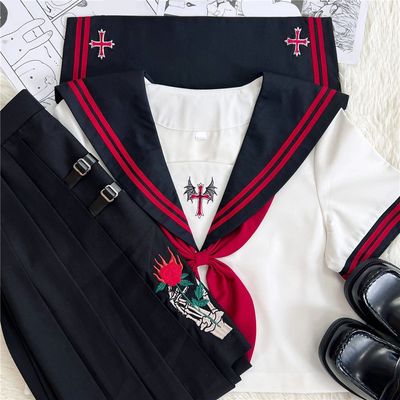 레드라인 블랙 데빌 세라복 프레피룩 반팔 교복세트