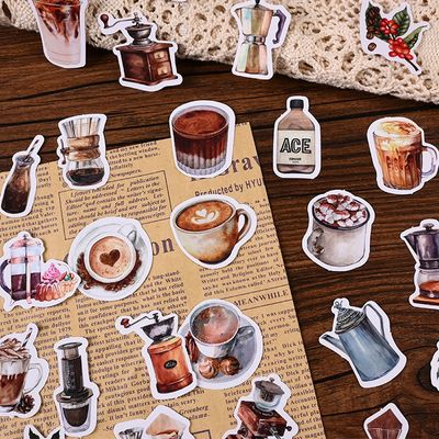 미니 일러스트 다꾸 감성 카페 스티커 46매입
