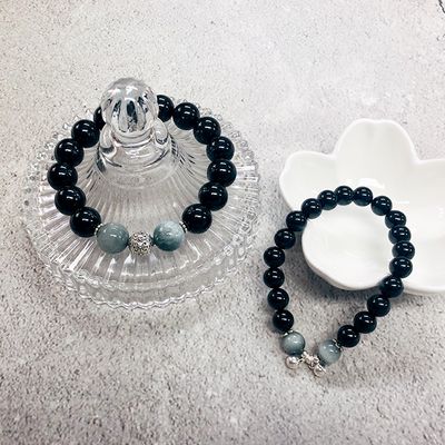 H2H3 흑요석 실버 행운팔찌 세트 커플팔찌 우정템